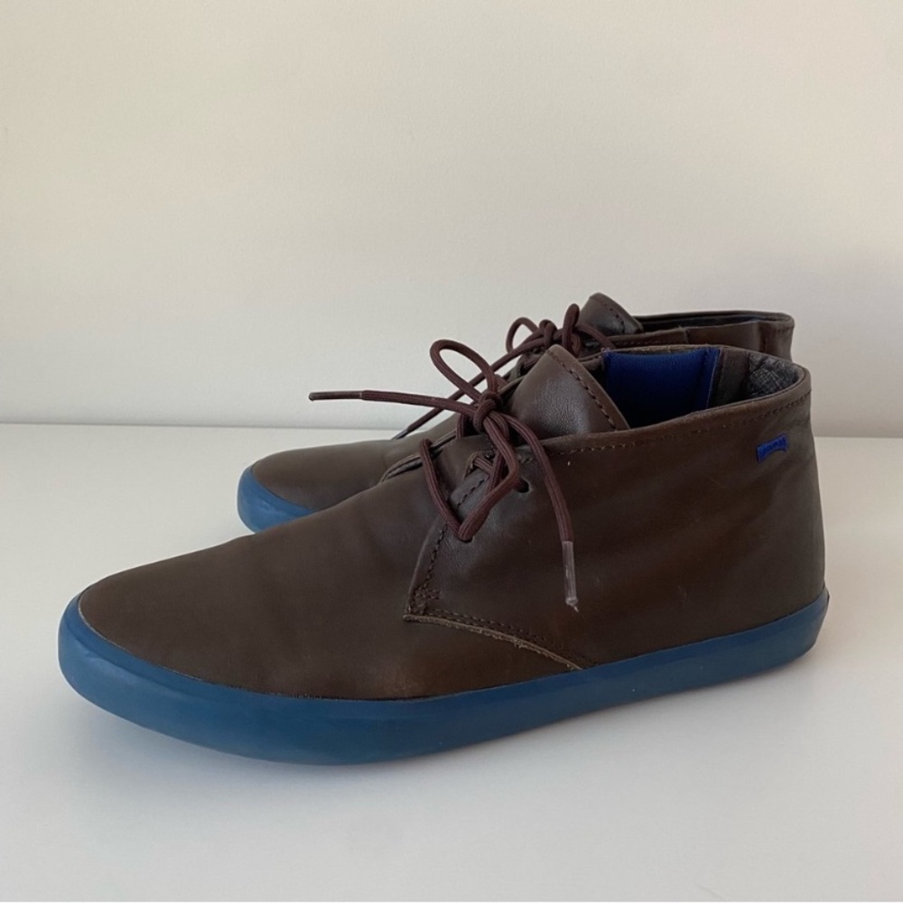 Camper Lace-up Chukka Boots in Brown Leather with Blue Soles, Size US 11, EUC - Picture 6 of 12
